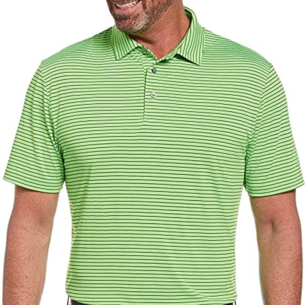 PGA TOUR Men's Single Feeder Striped Polo Shirt